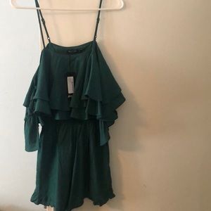 Off the shoulder ruffle romper